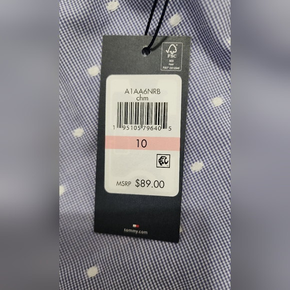 Tommy Hilfiger Women's Shirt Dress Sleeveless Dutch Blue Pockets COTTON Size 10 - Picture 5 of 5